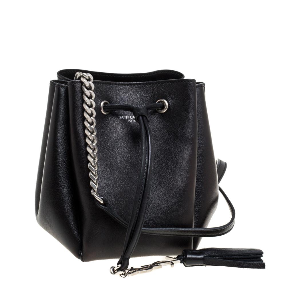 Women's Saint Laurent Black Leather Jen Bucket Crossbody Bag