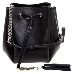 Saint Laurent Black Leather Jen Bucket Crossbody Bag