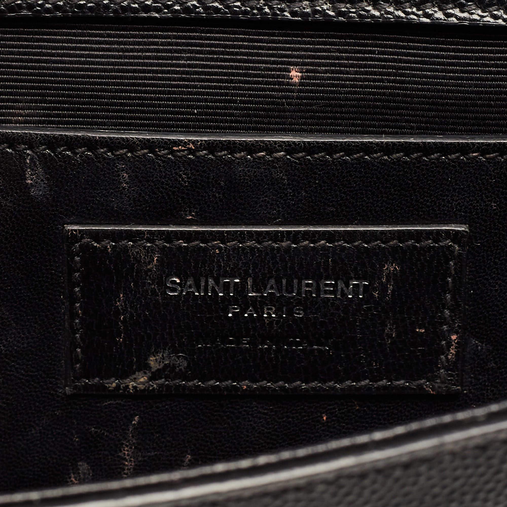 Saint Laurent Black Leather Kate Clutch For Sale 13