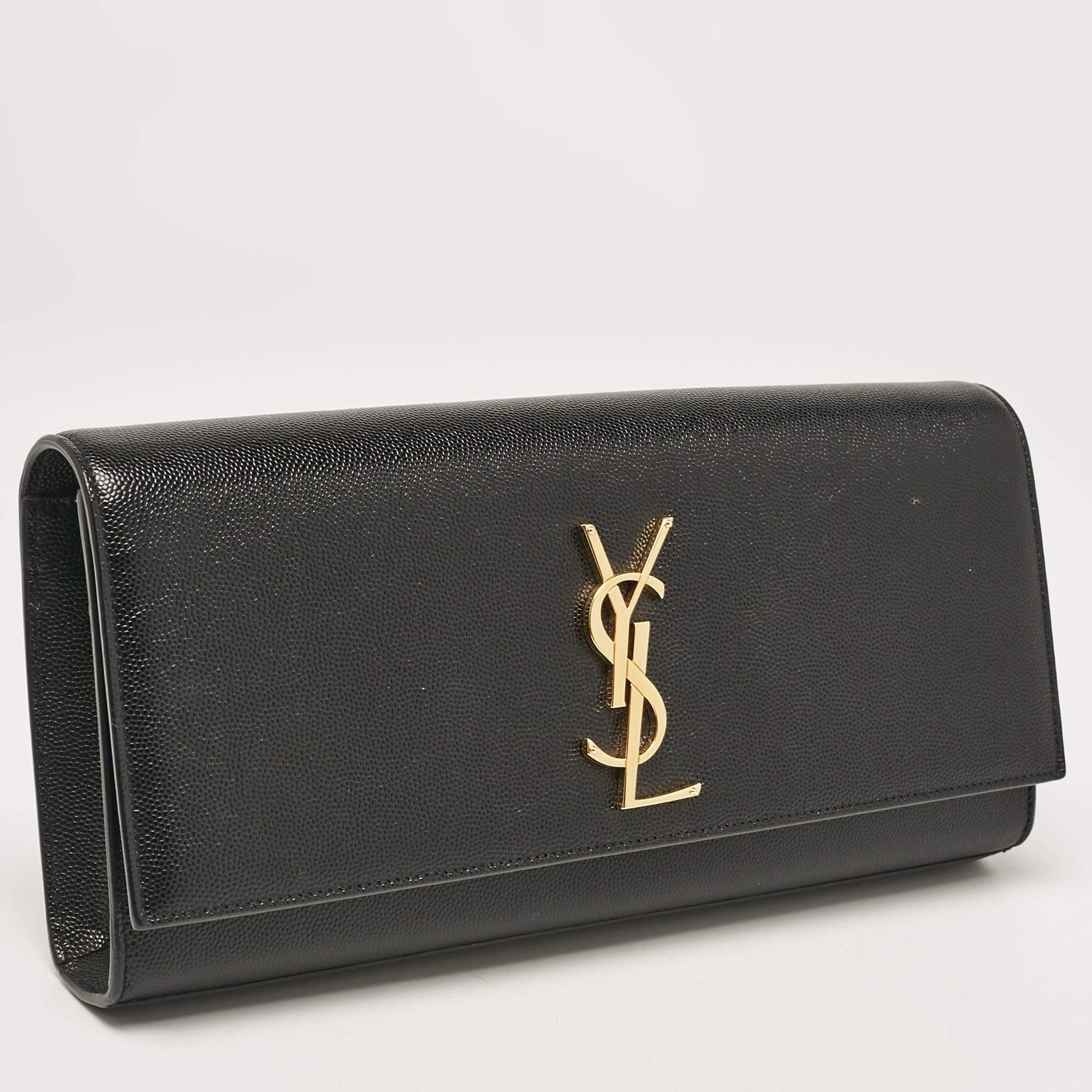 Saint Laurent Clutch Kate de piel negro Negro