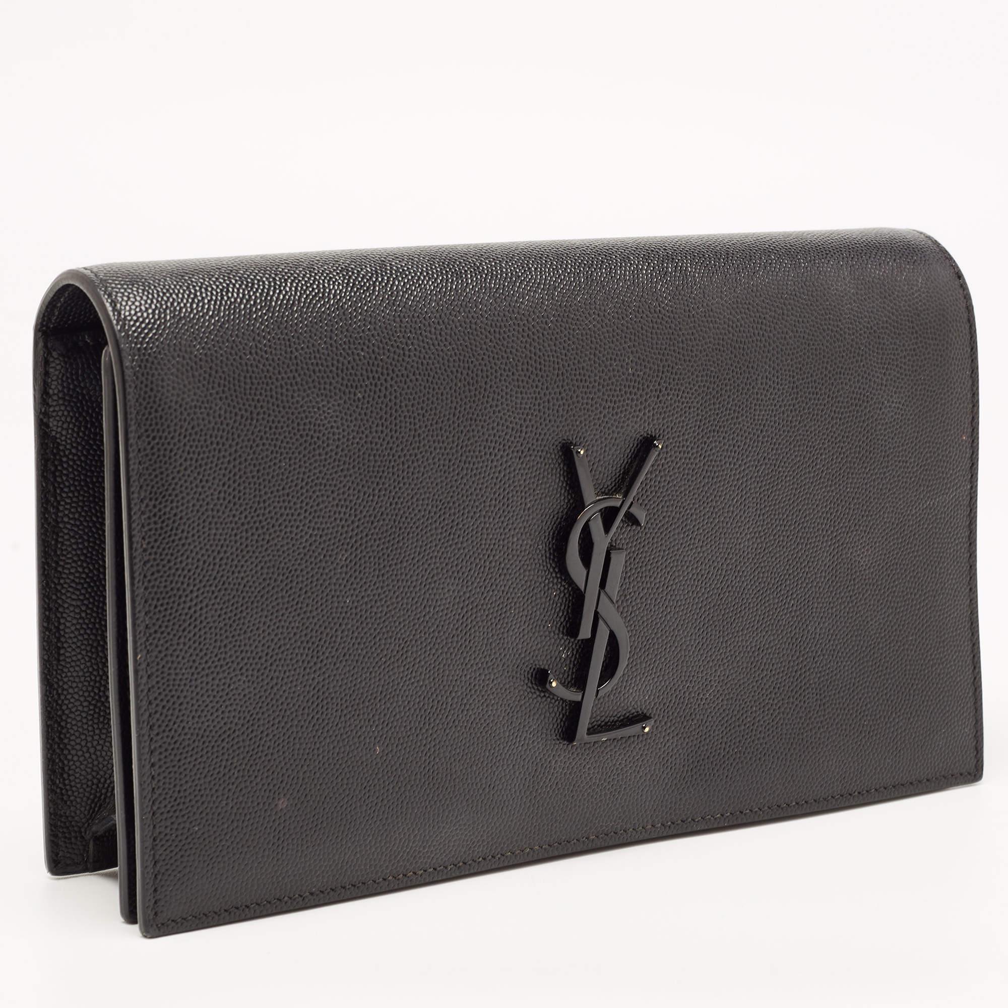 Saint Laurent Kate Clutch aus schwarzem Leder im Angebot bei 1stDibs