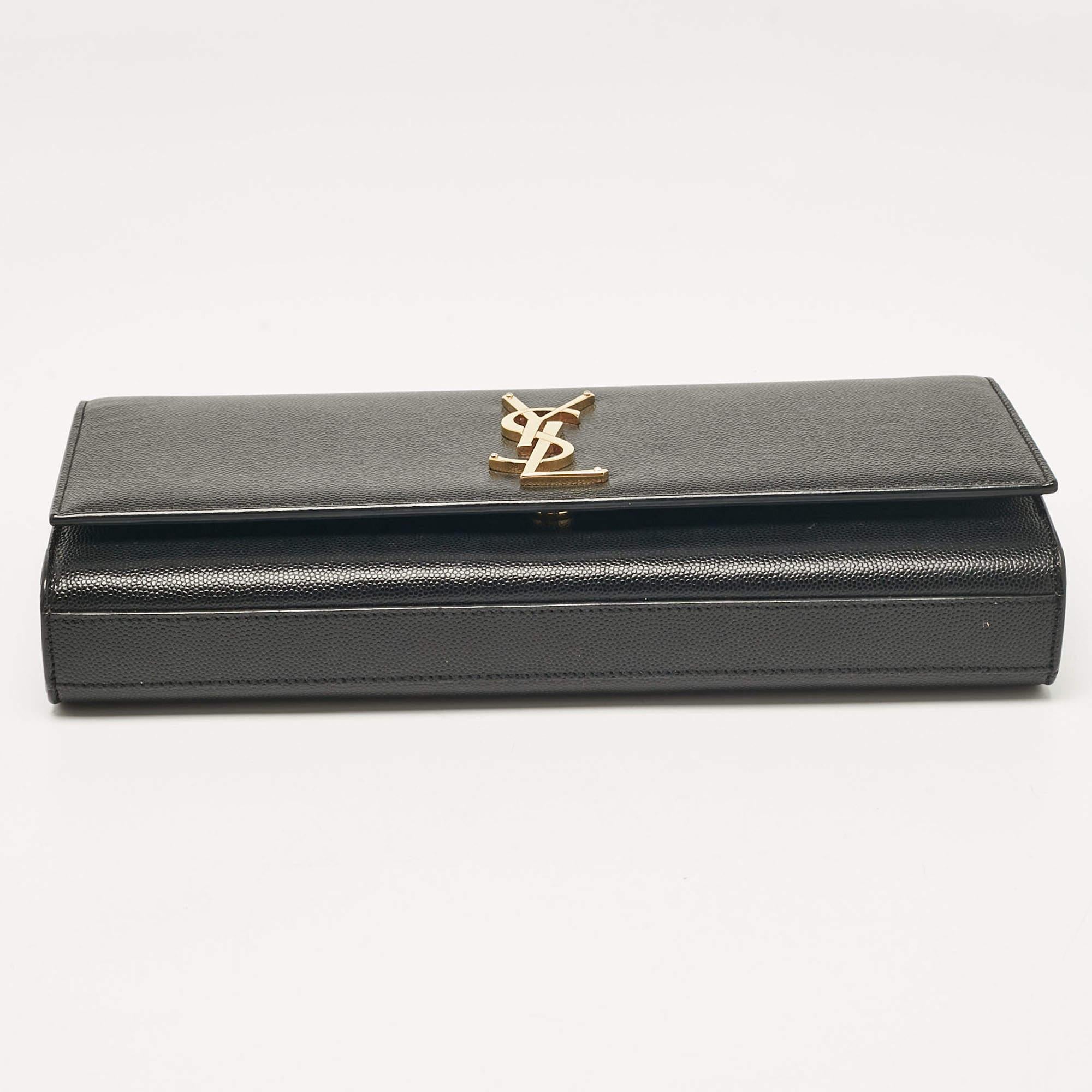 Saint Laurent Clutch Kate de piel negro 2
