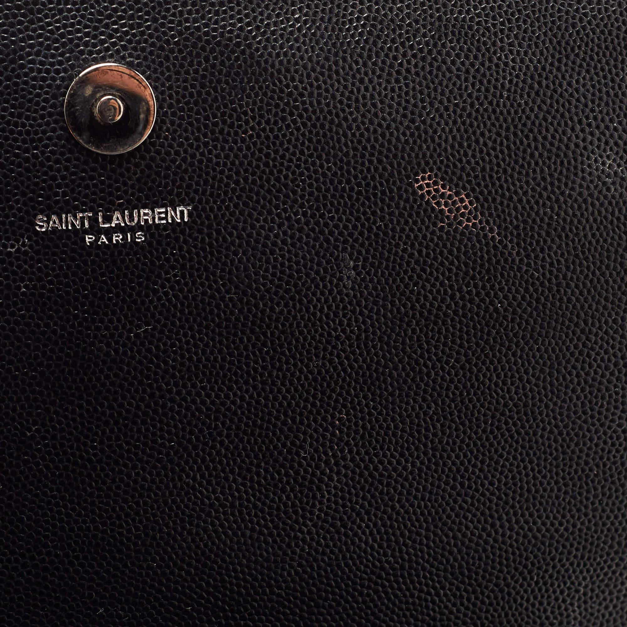 Saint Laurent Black Leather Kate Clutch For Sale 4