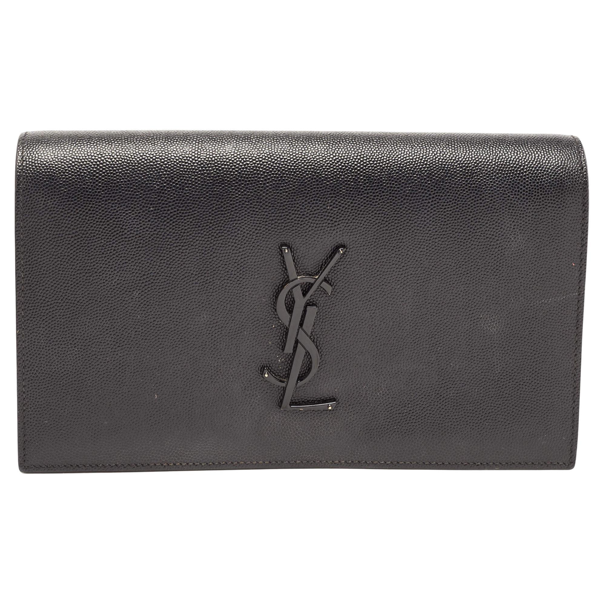 Saint Laurent Kate Clutch aus schwarzem Leder im Angebot bei 1stDibs