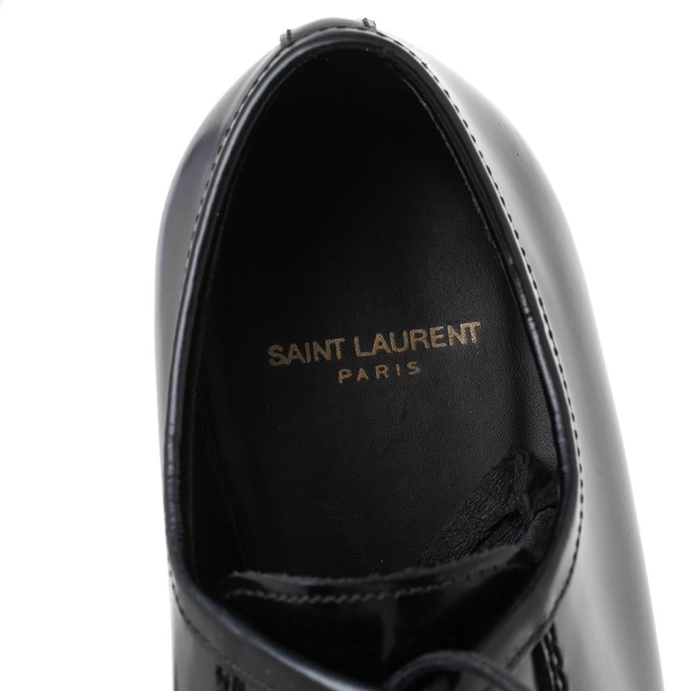 Saint Laurent Black Leather Lace Up Derby Size 36 2