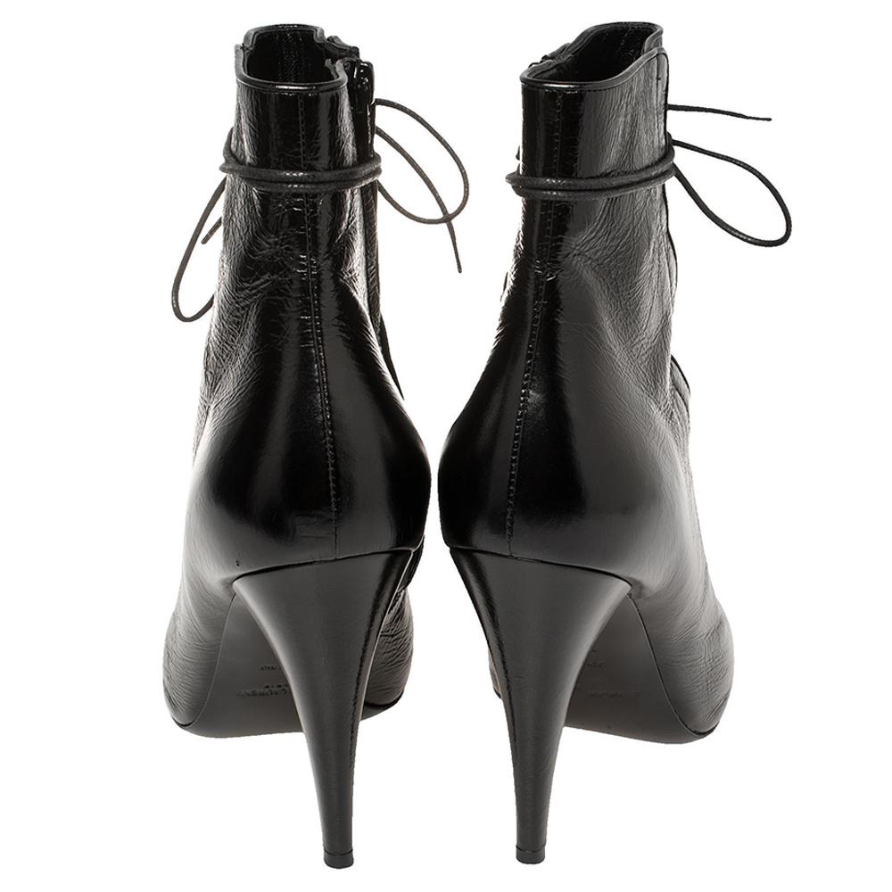 Saint laurent kiki lace up booties sales