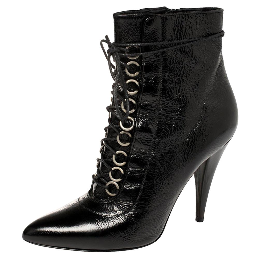 Saint Laurent Black Leather Lace Up 