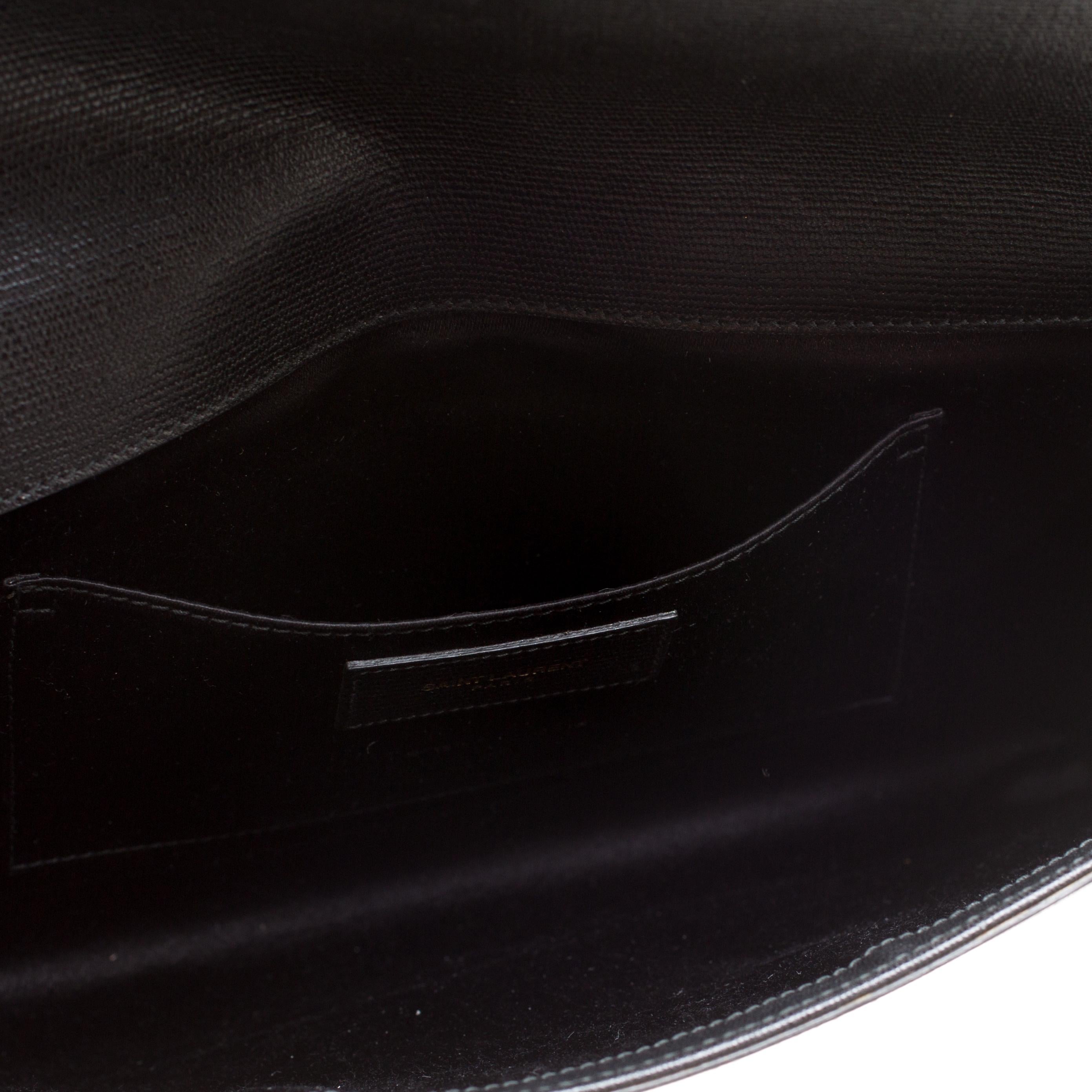 Saint Laurent Black Leather Large Chyc Clutch 3