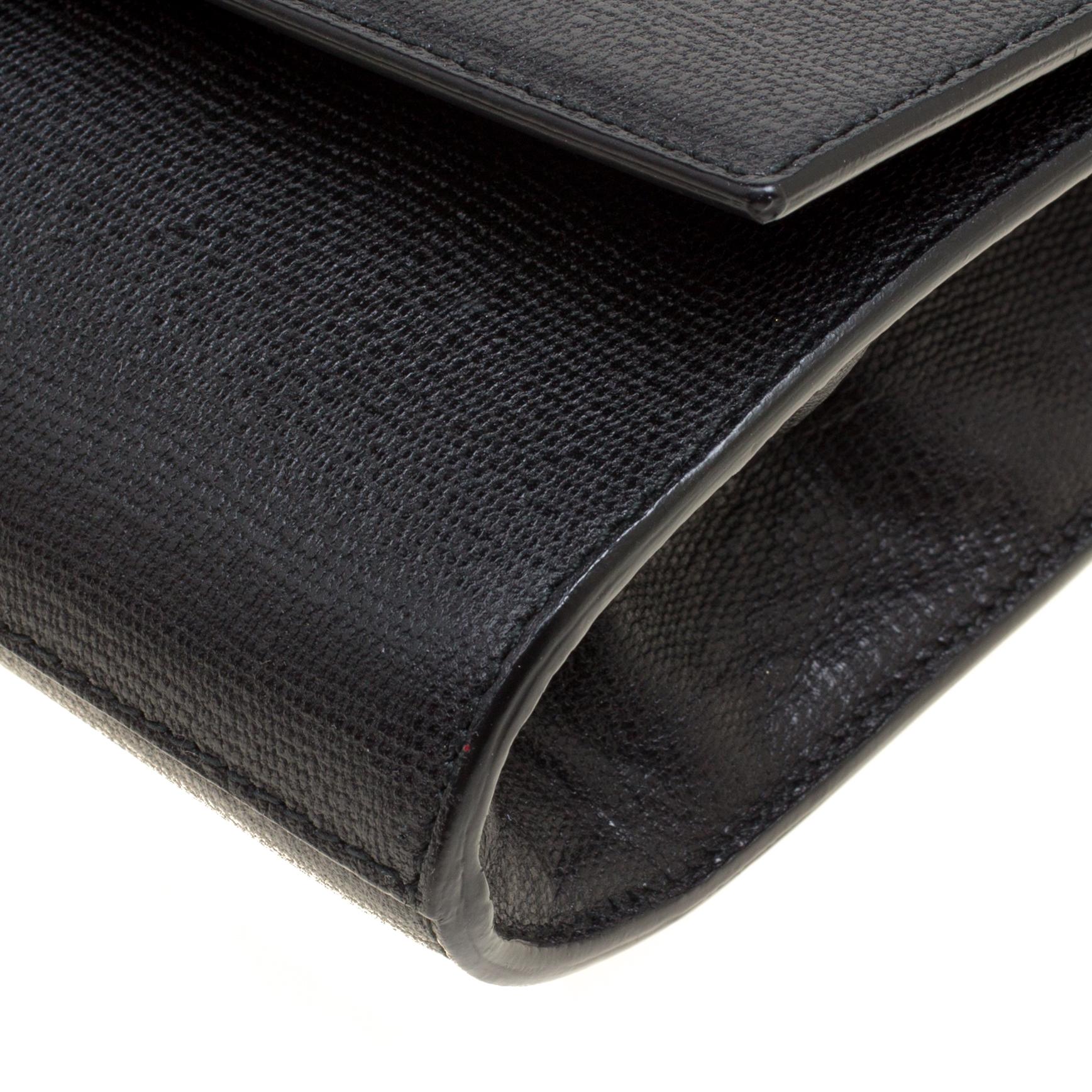 Saint Laurent Black Leather Large Chyc Clutch 4