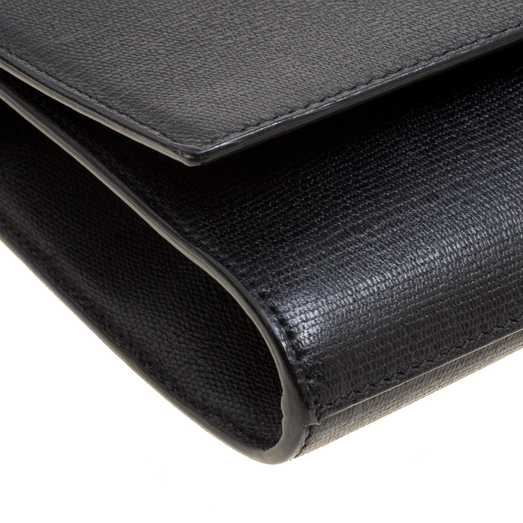 Saint Laurent Black Leather Large Chyc Clutch 5