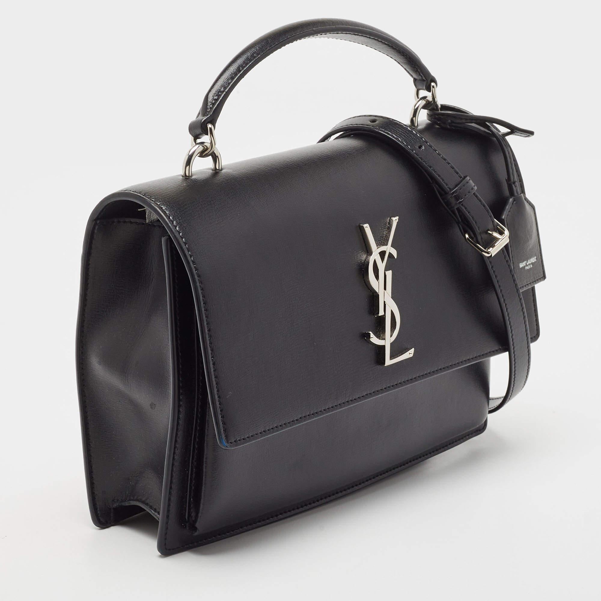 Women's Saint Laurent Black Leather Large Sunset Shoulder Bag