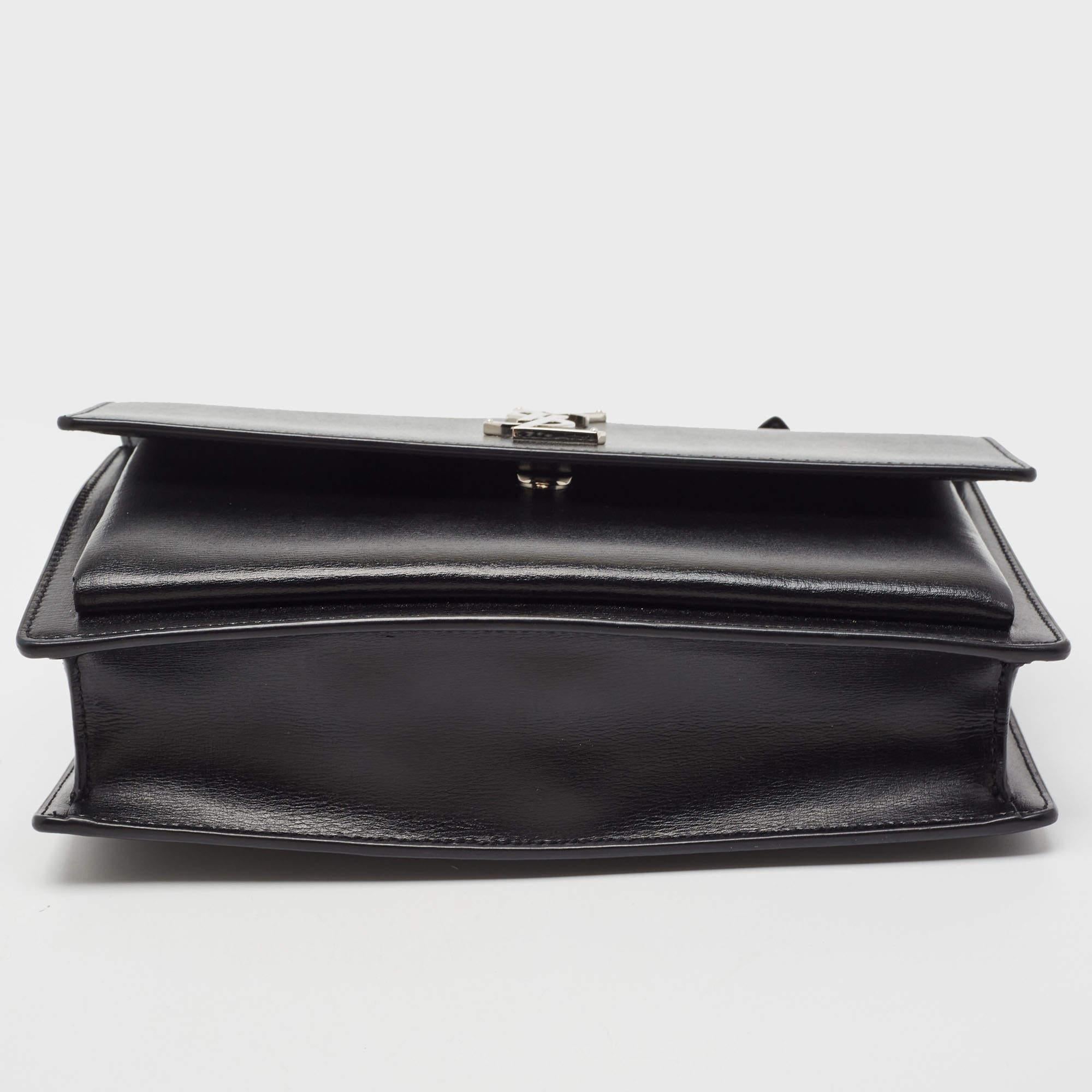 Saint Laurent Black Leather Large Sunset Shoulder Bag 1