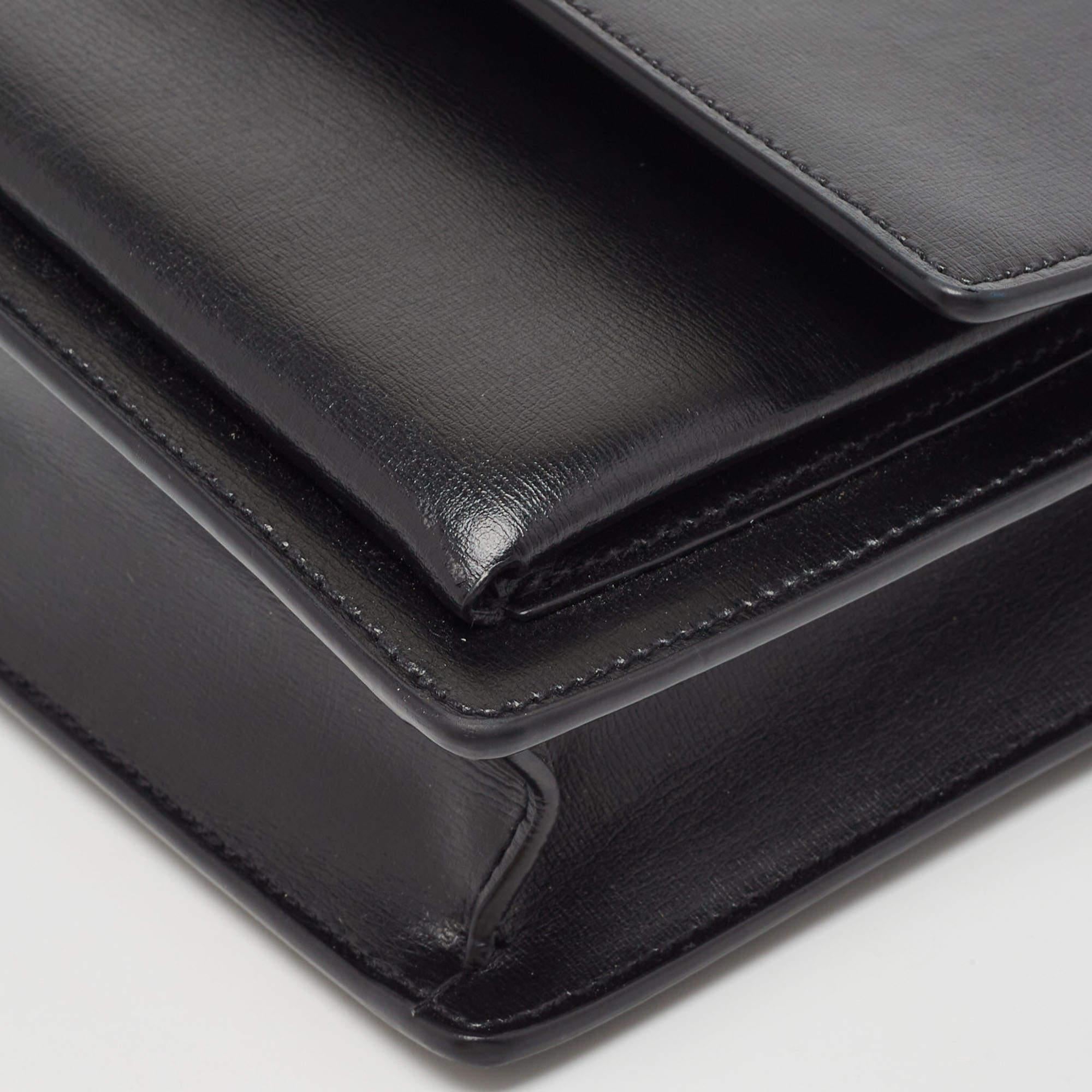 Saint Laurent Black Leather Large Sunset Shoulder Bag 3