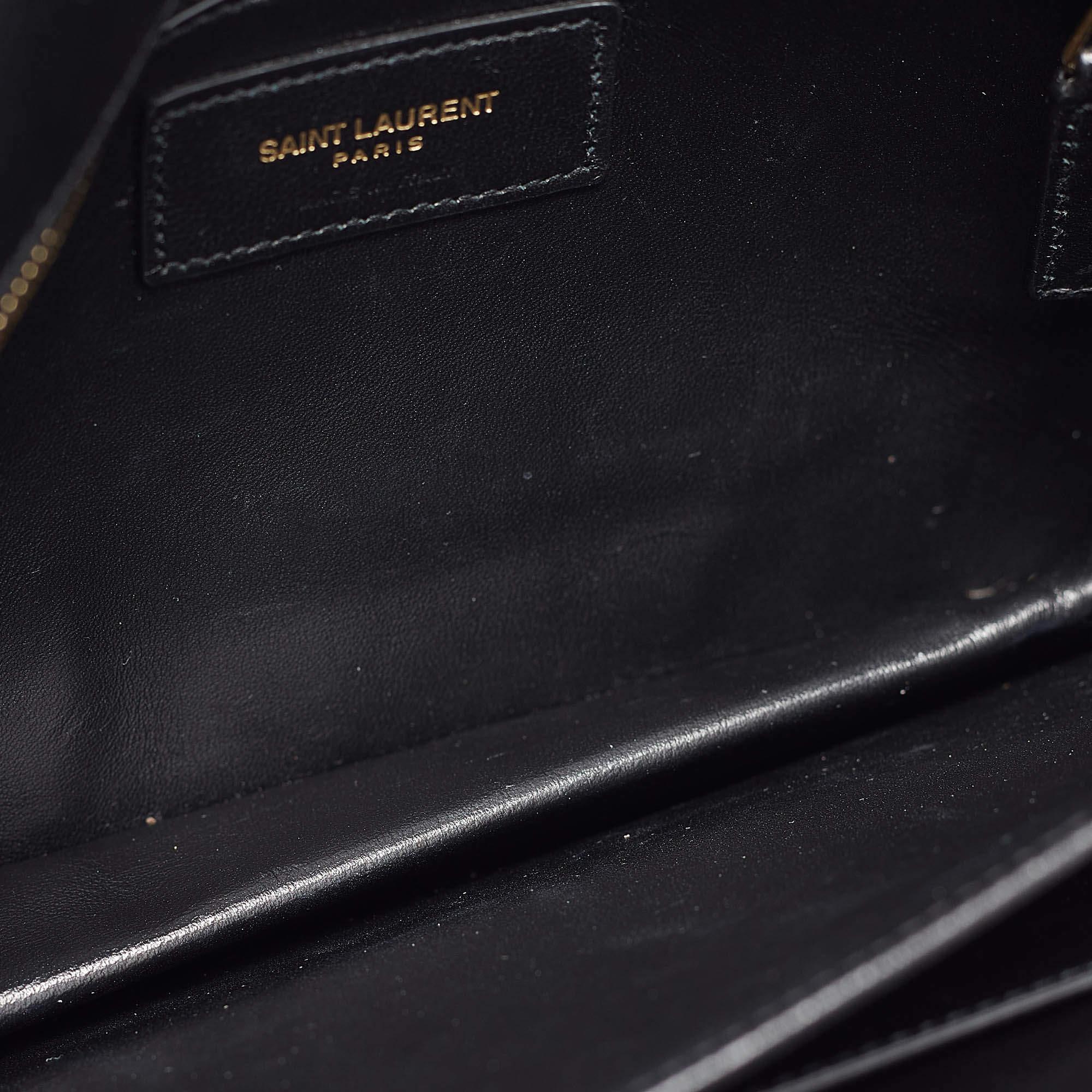 Saint Laurent Black Leather Le Maillon Shoulder Bag For Sale 4