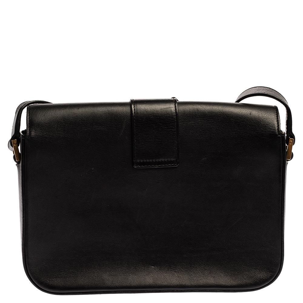 Saint Laurent Black Leather Ligne Y Flap Shoulder Bag In Good Condition In Dubai, Al Qouz 2