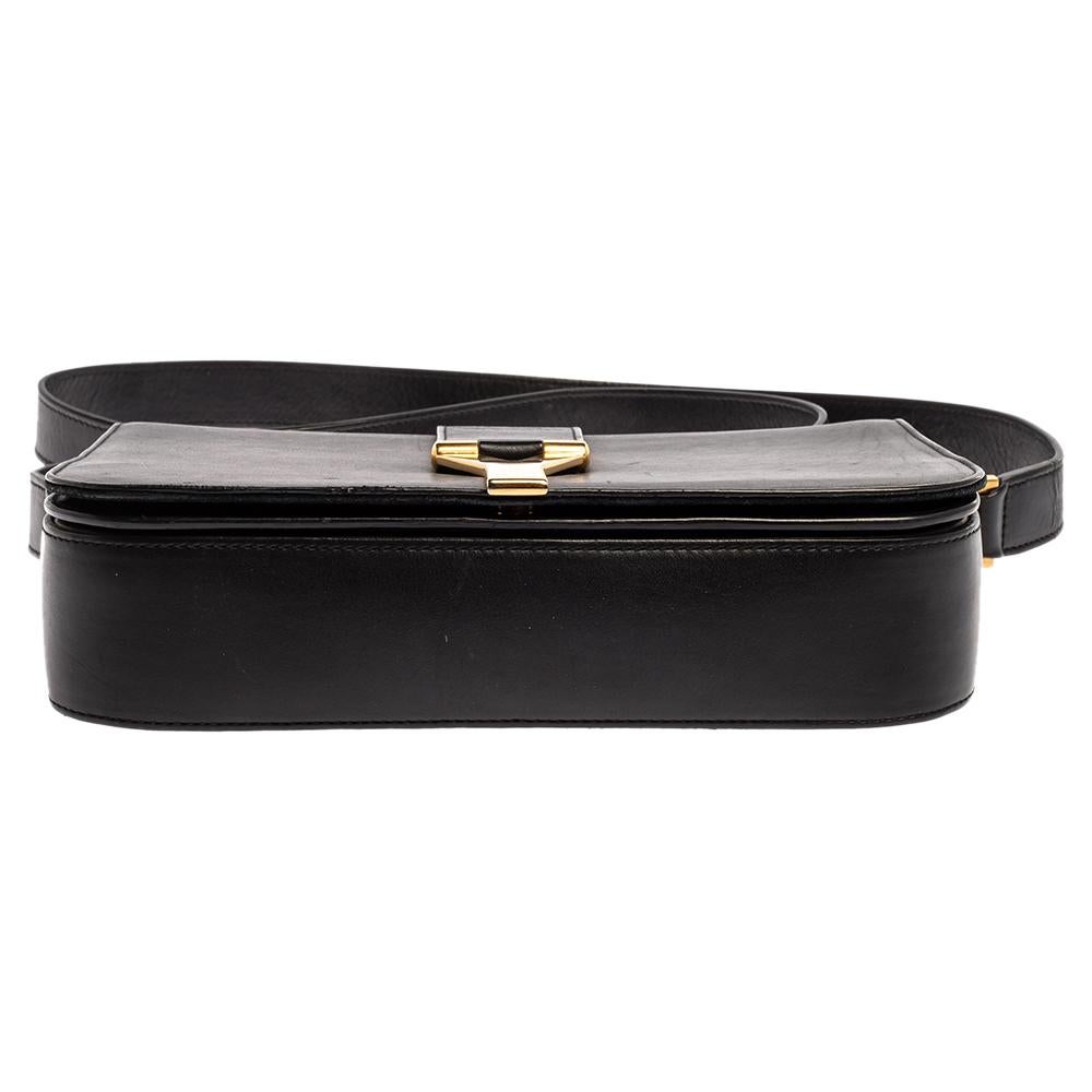 Women's Saint Laurent Black Leather Ligne Y Flap Shoulder Bag