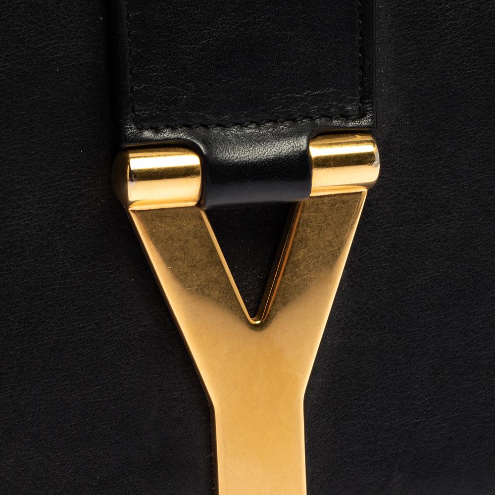 Saint Laurent Black Leather Ligne Y Flap Shoulder Bag 1