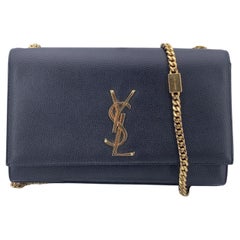 Saint Laurent Schwarze Leder Logo Kate Medium Umhängetasche