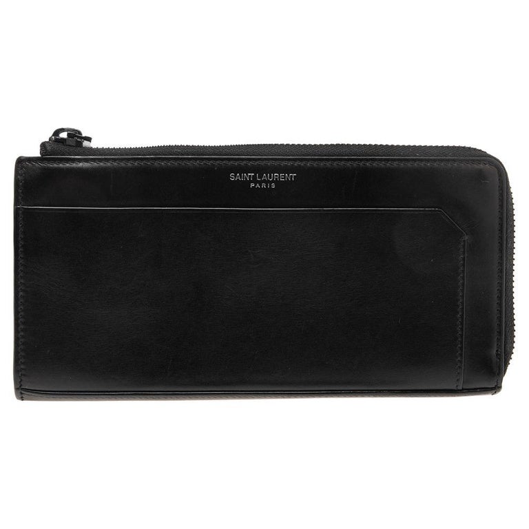 Saint Laurent Black Leather Long Wallet at 1stDibs