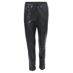 Saint Laurent Black Leather Loose Fit Trousers S