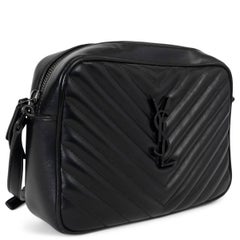 SAINT LAURENT black leather LOU MEDIUM MONOGRAM CAMERA Shoulder Bag