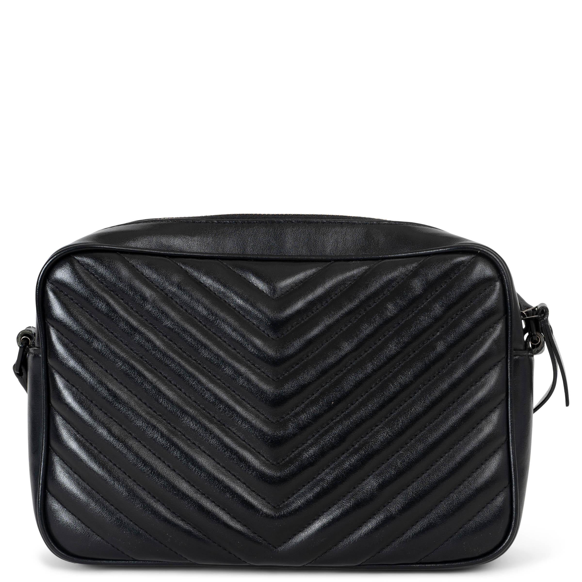 Black SAINT LAURENT black leather LOU MEDIUM MONOGRAM CAMERA Shoulder Bag For Sale
