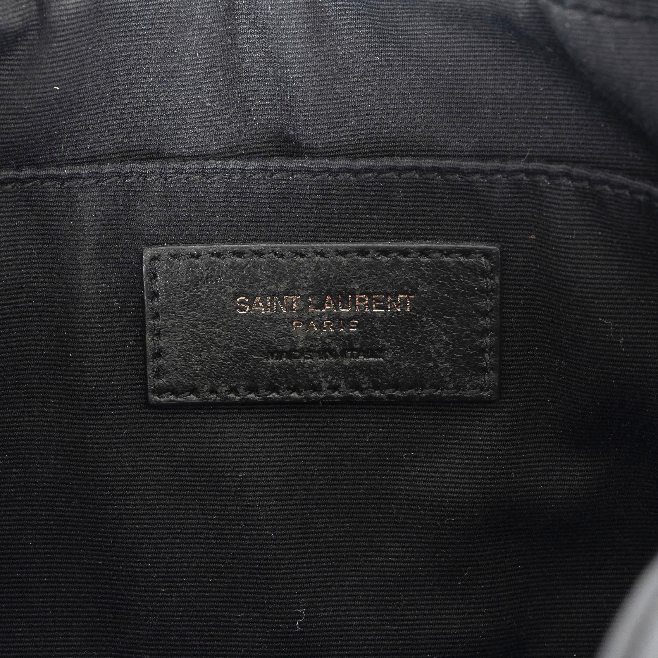 SAINT LAURENT black leather LOU MEDIUM MONOGRAM CAMERA Shoulder Bag For Sale 2