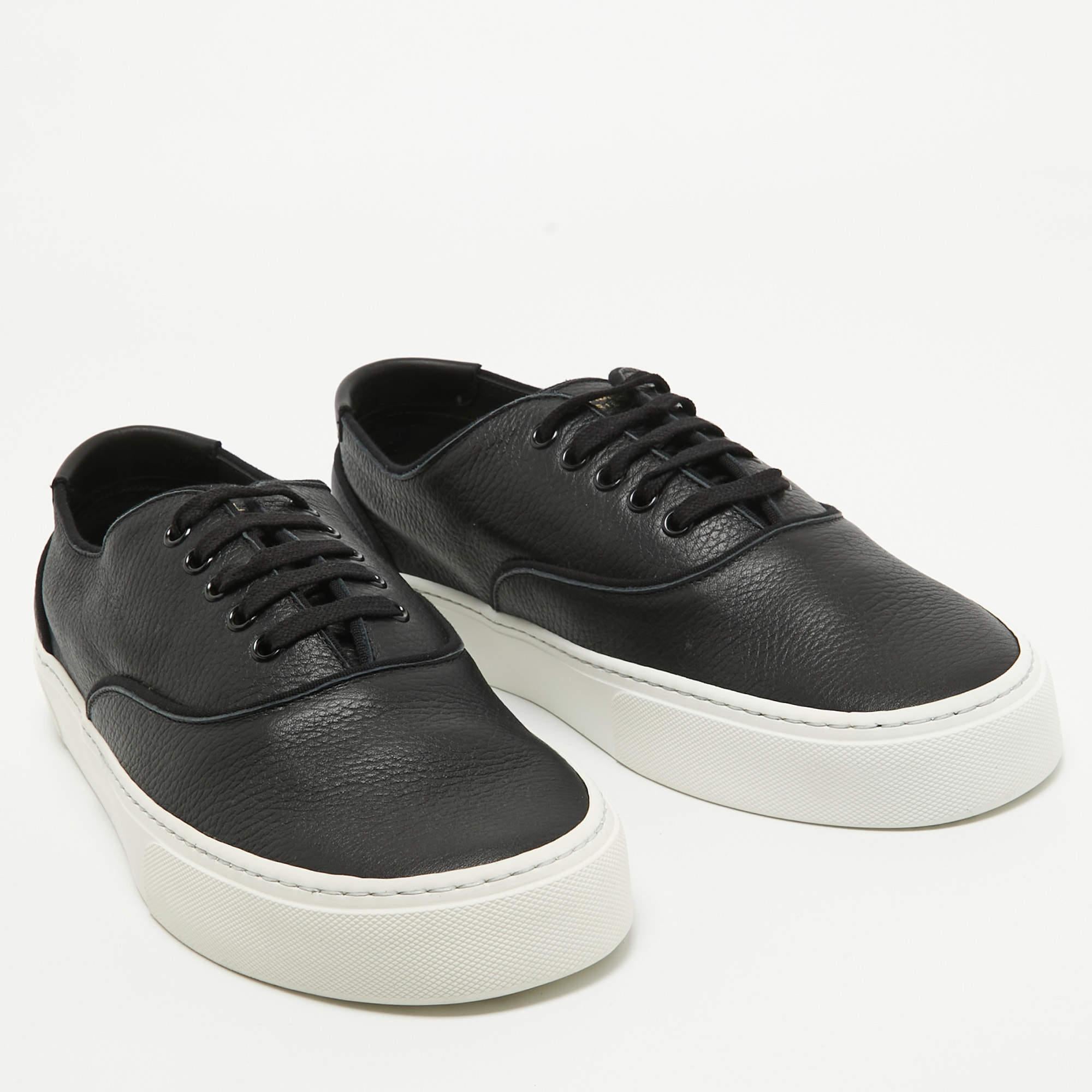 Saint Laurent Black Leather Low Top Sneakers Size 45 3