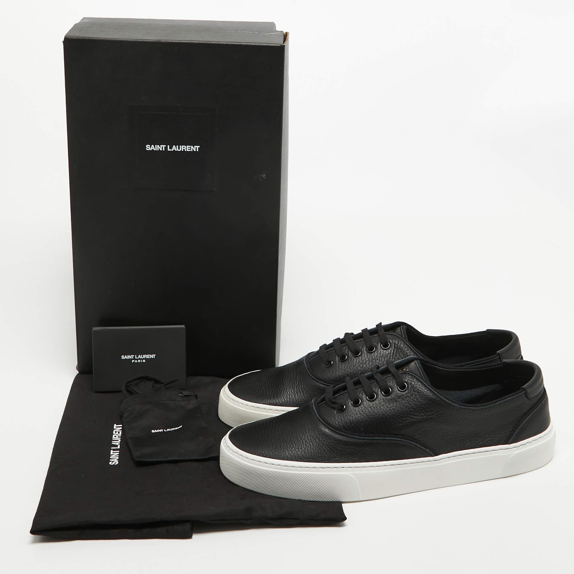 Saint Laurent Black Leather Low Top Sneakers Size 45 5