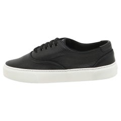 Used Saint Laurent Black Leather Low Top Sneakers Size 45