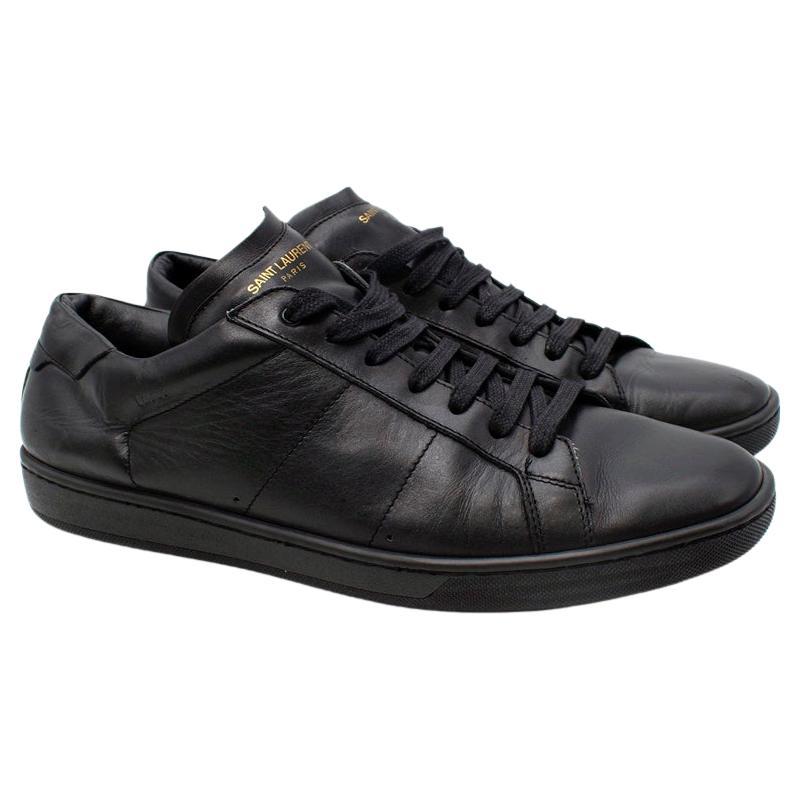 Saint Laurent Black Leather Low Top Trainers For Sale at 1stDibs