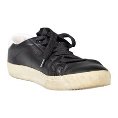 Saint Laurent Schwarze Leder-Turnschuhe mit niedrigem Oberteil Größe IT 35