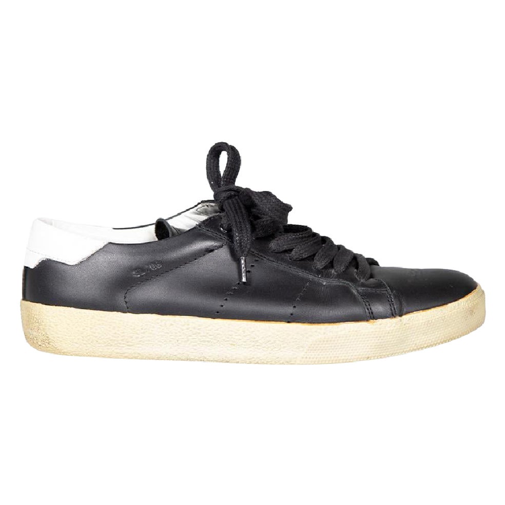 Saint Laurent Black Leather Low Top Trainers Size IT 35
