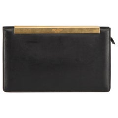 Saint Laurent Black Leather Lutetia Clutch