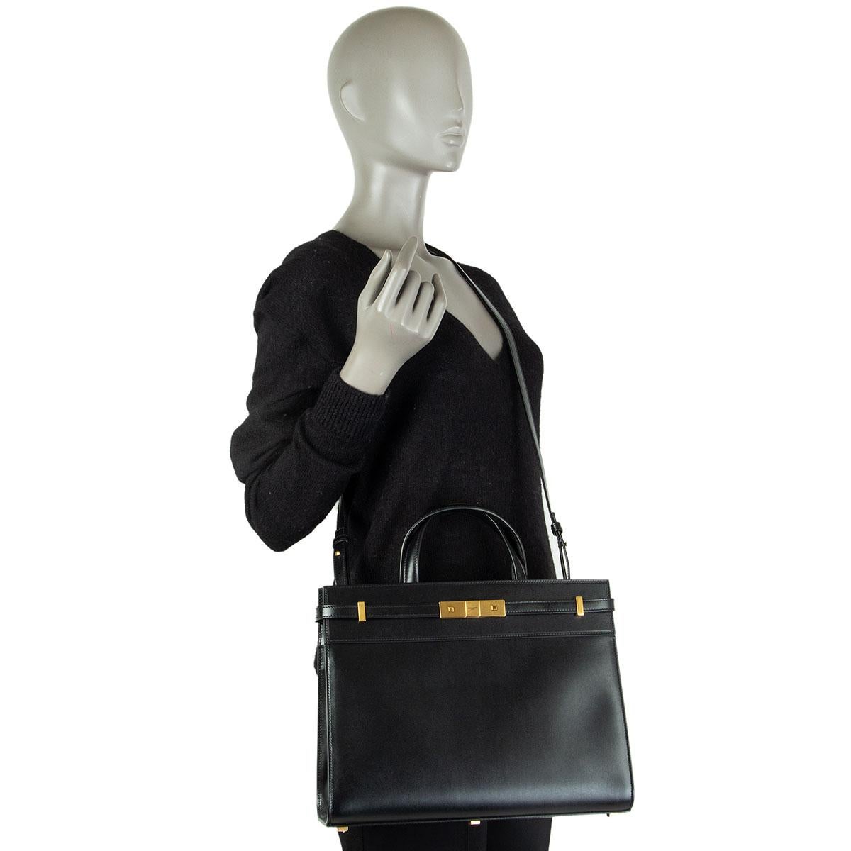 SAINT LAURENT black leather MANHATTAN SMALL SHOPPING Tote Bag In New Condition In Zürich, CH