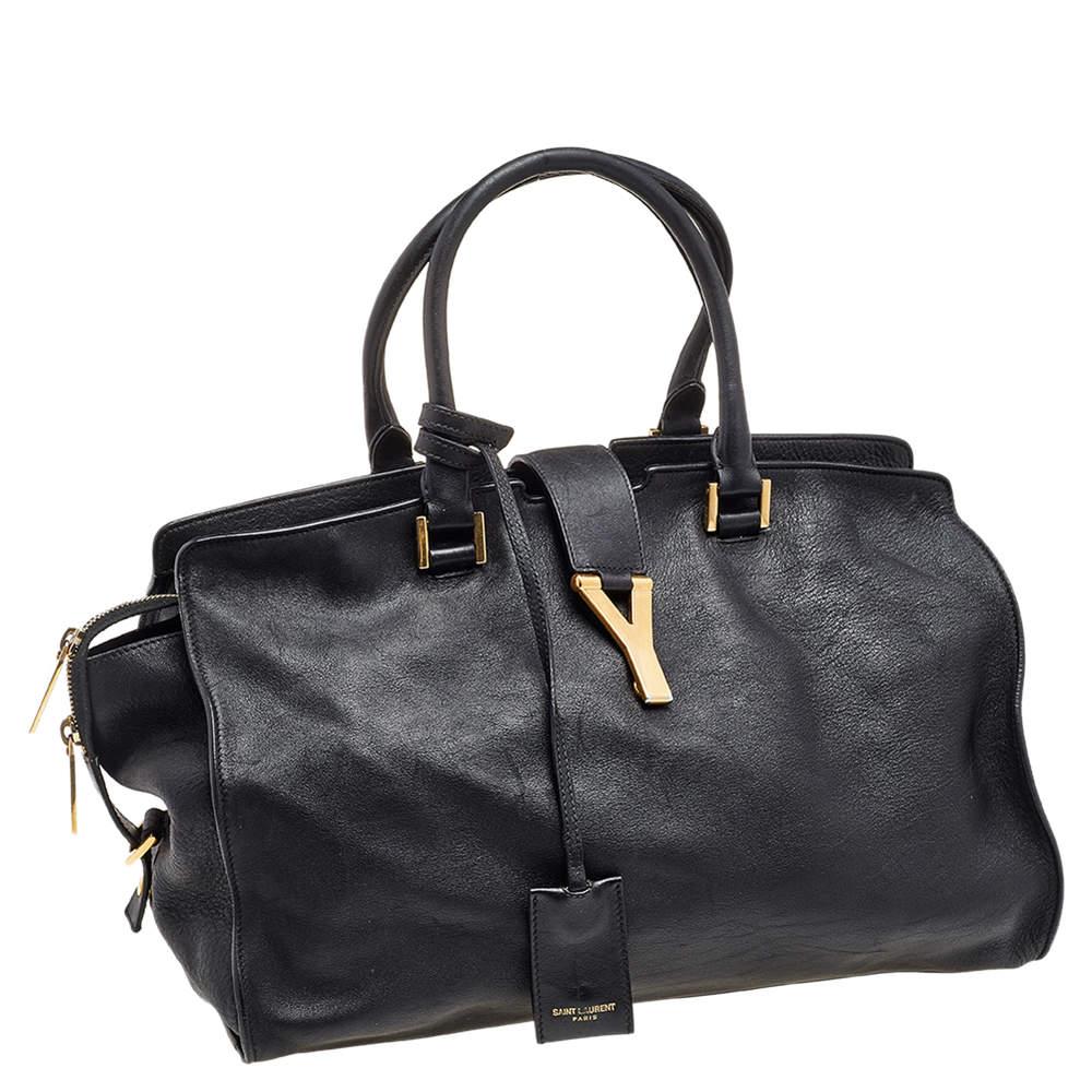 Women's Saint Laurent Black Leather Medium Cabas Chyc Satchel