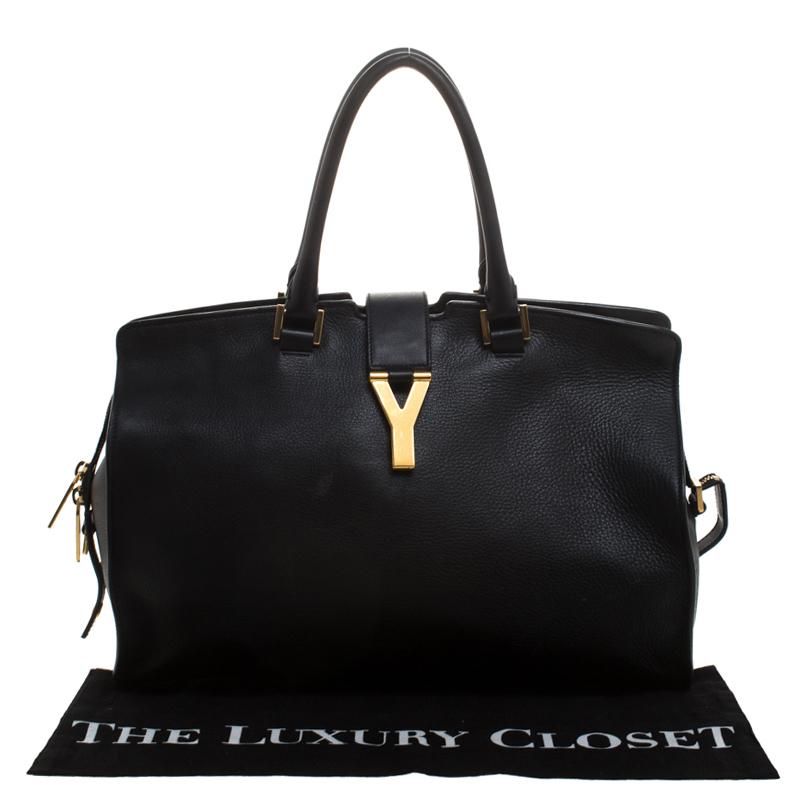 Saint Laurent Black Leather Medium Cabas Chyc Tote 7