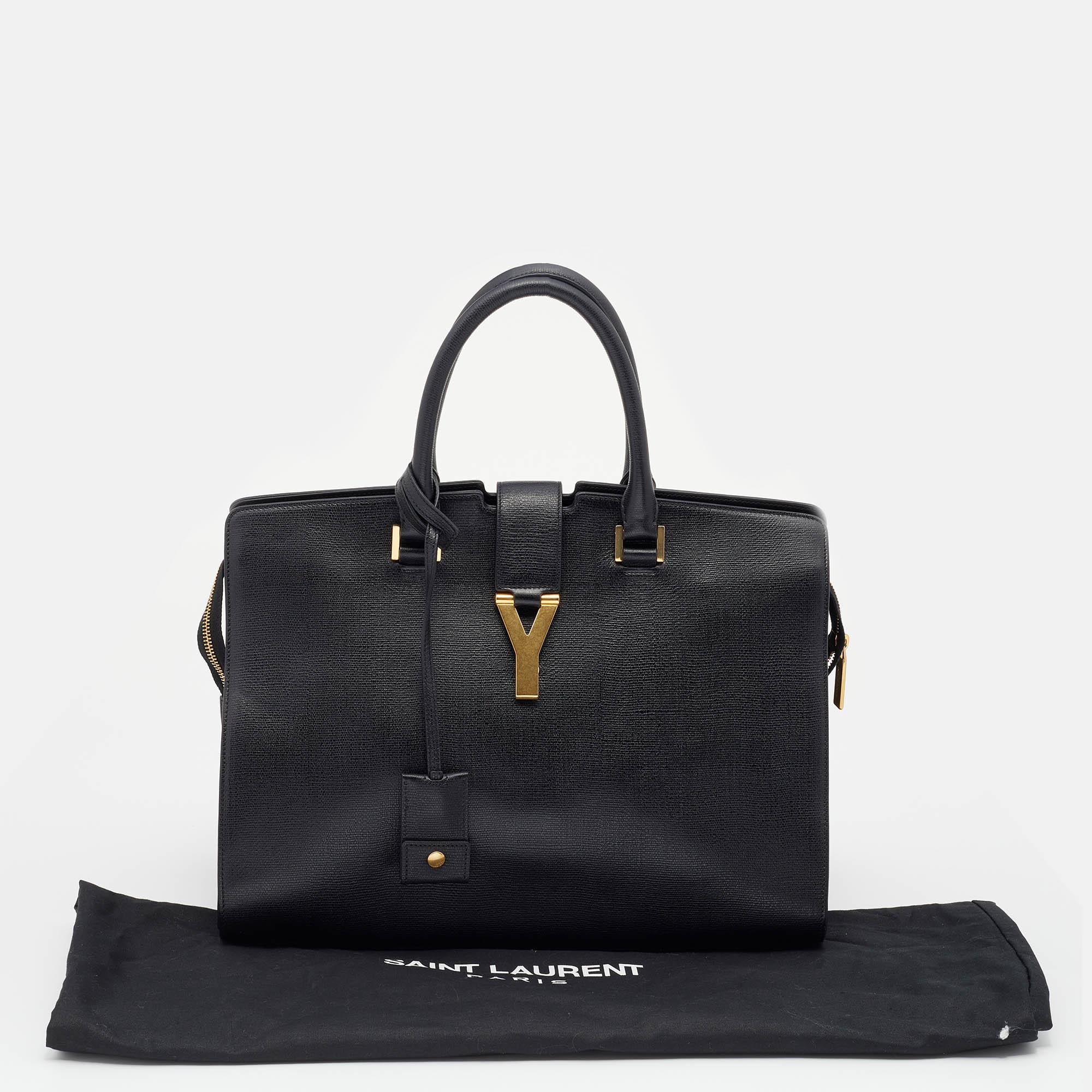 Saint Laurent Black Leather Medium Cabas Chyc Tote 8