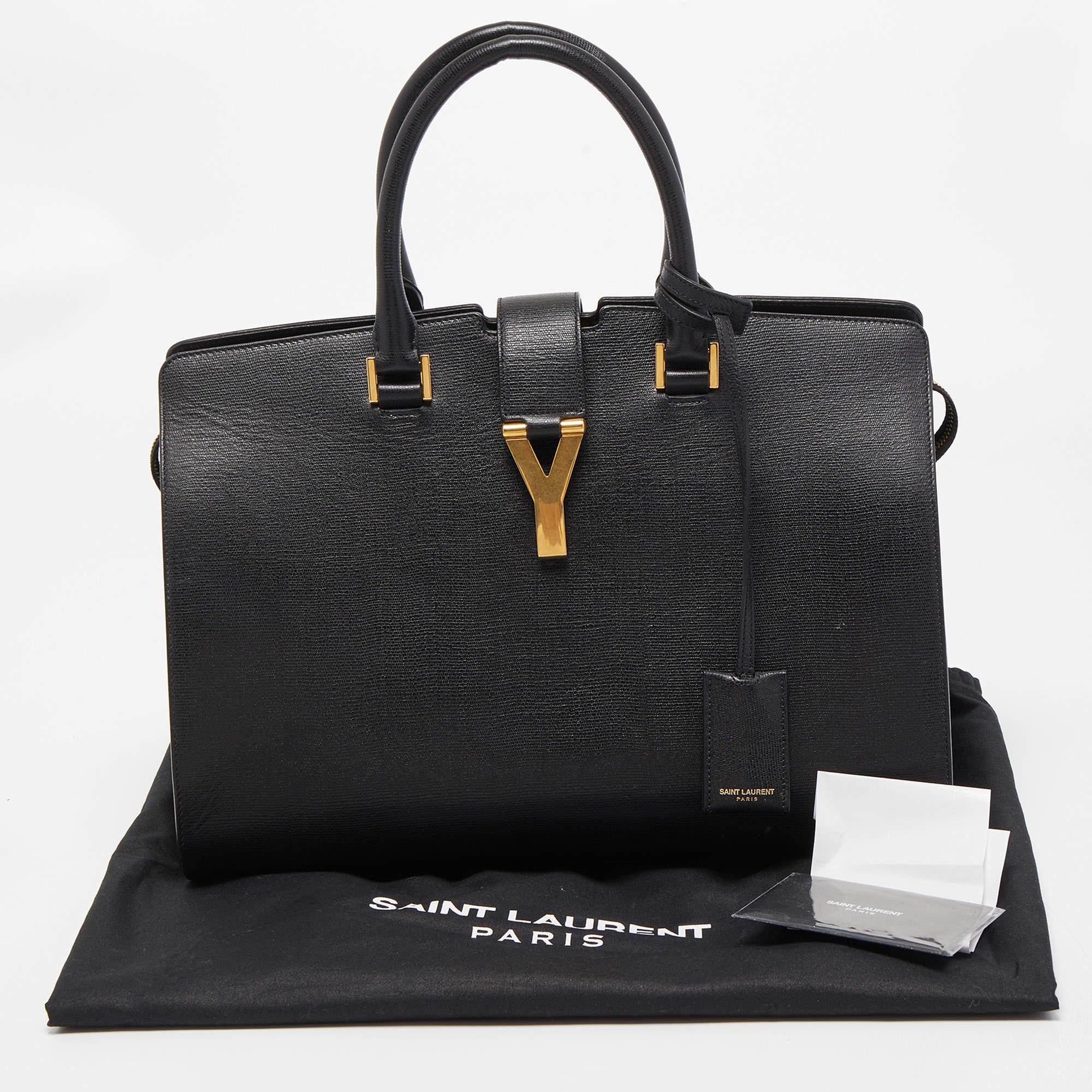 Saint Laurent Black Leather Medium Cabas Chyc Tote 10