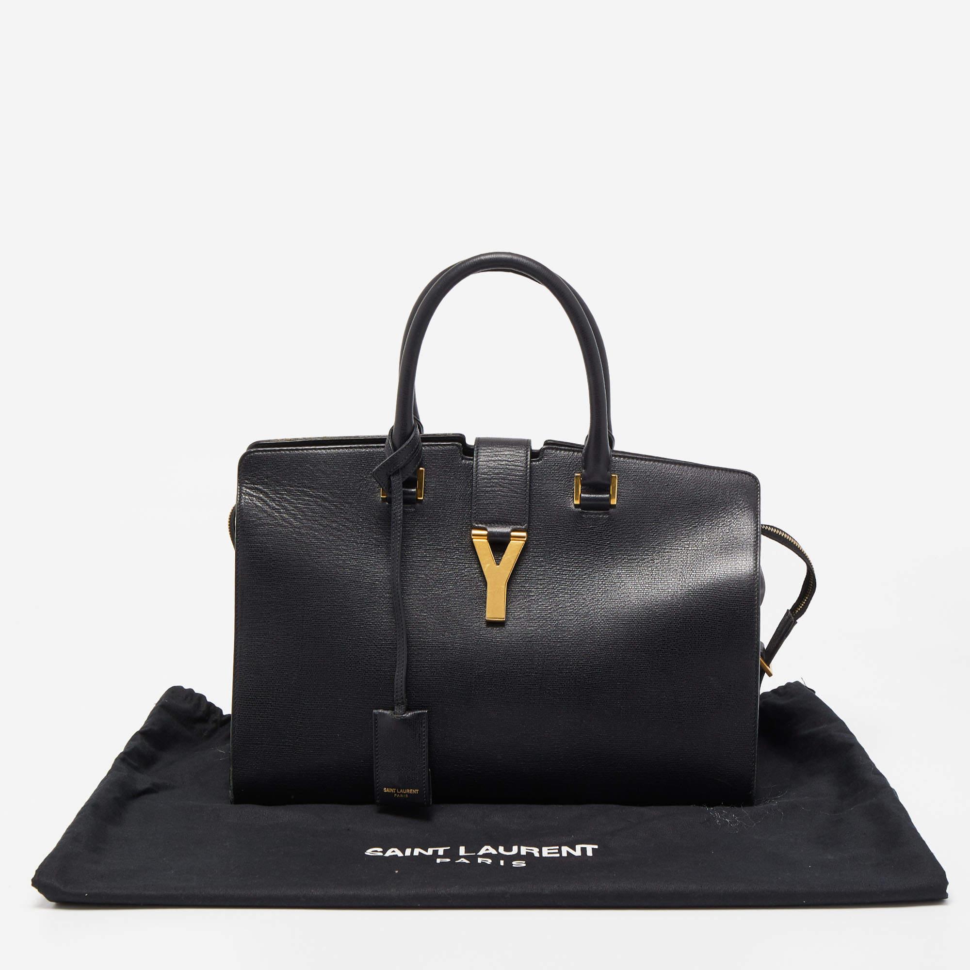 Saint Laurent Black Leather Medium Cabas Chyc Tote 16