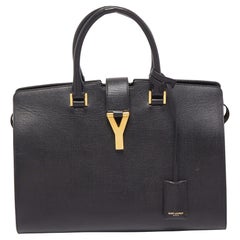 Saint Laurent Black Leather Medium Cabas Chyc Tote