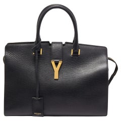 Saint Laurent - Fourre-tout Cabas Chyc moyen en cuir noir