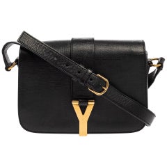 Saint Laurent Schwarze Ledertasche mit Klappe Medium Chyc