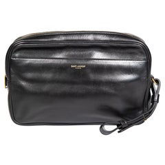 Saint Laurent Black Leather Medium Clutch Bag