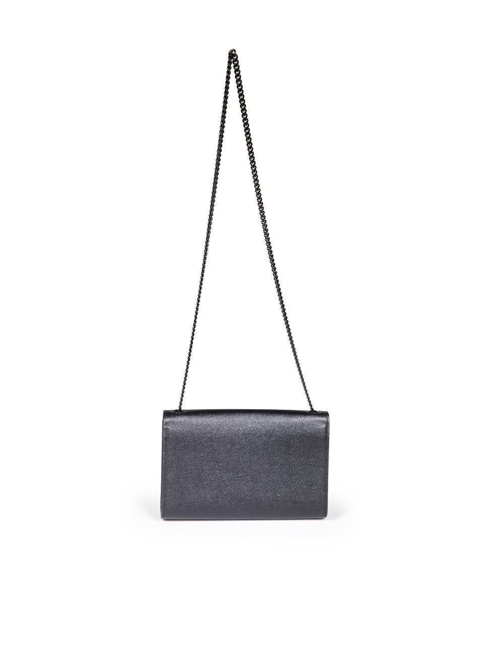 Saint Laurent Black Leather Medium Kate Grain de Poudre Embossed Shoulder Bag In Excellent Condition In London, GB
