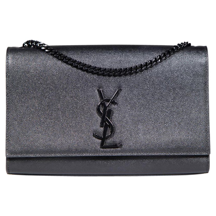 Saint Laurent Black Leather Medium Kate Grain de Poudre Embossed Shoulder Bag