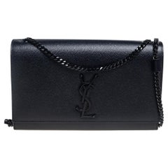 Used Saint Laurent Black Leather Medium Kate Shoulder Bag
