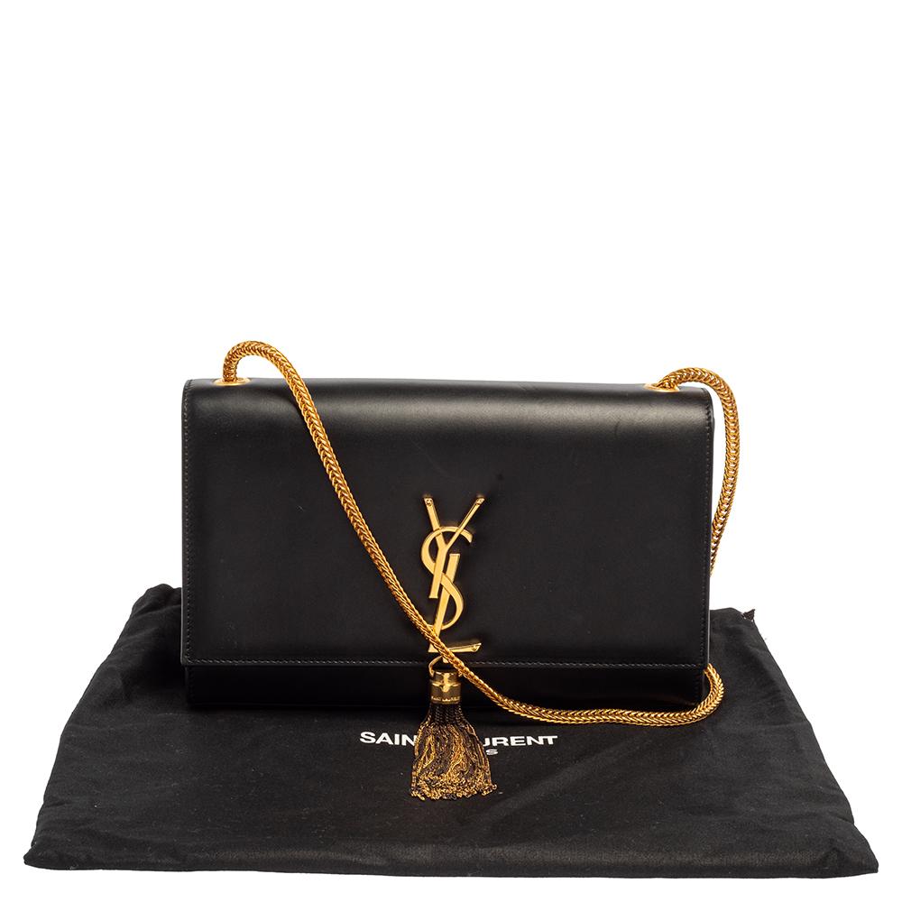 Saint Laurent Schwarzes Leder Medium Kate Tassel Umhängetasche 10