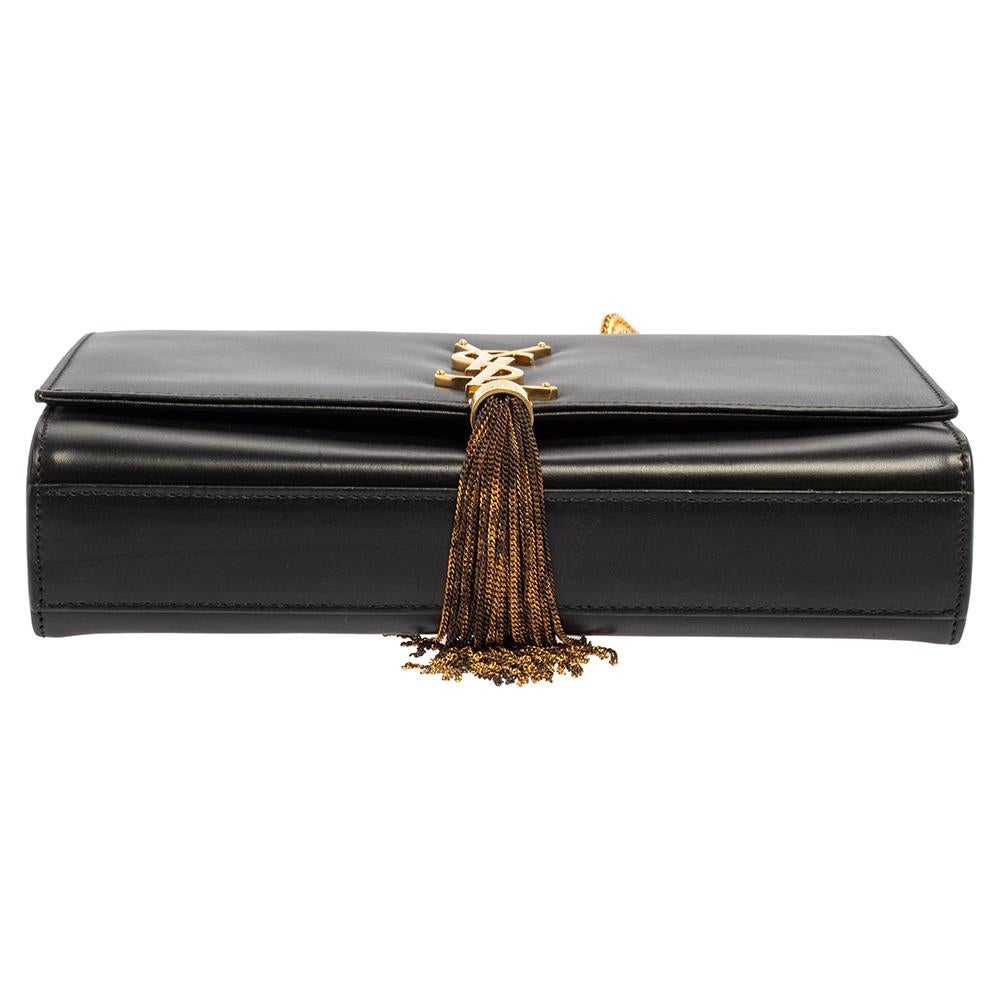 Saint Laurent Schwarzes Leder Medium Kate Tassel Umhängetasche 1