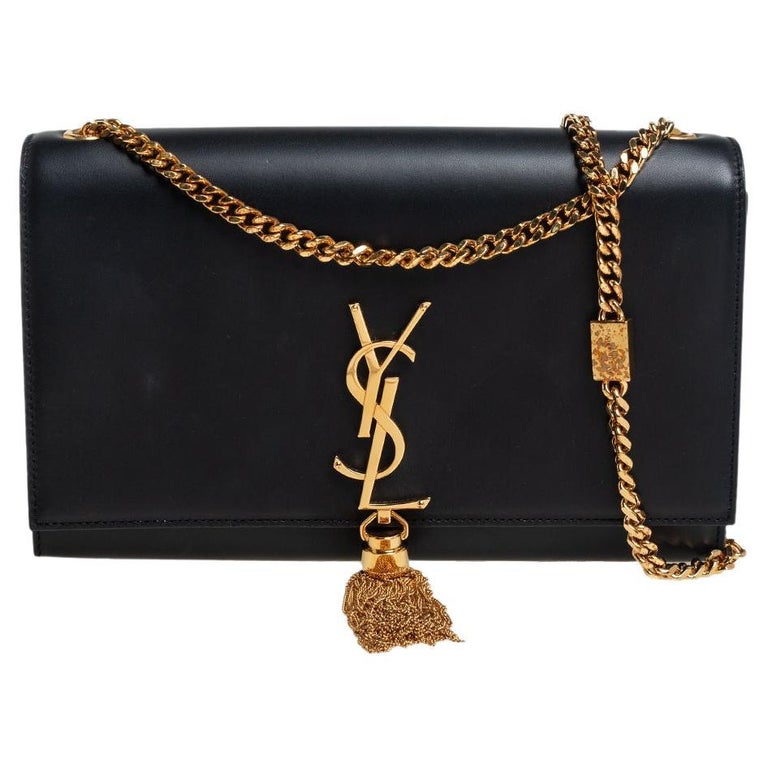 Saint Laurent Black Leather Medium Kate Tassel Shoulder Bag at 1stDibs
